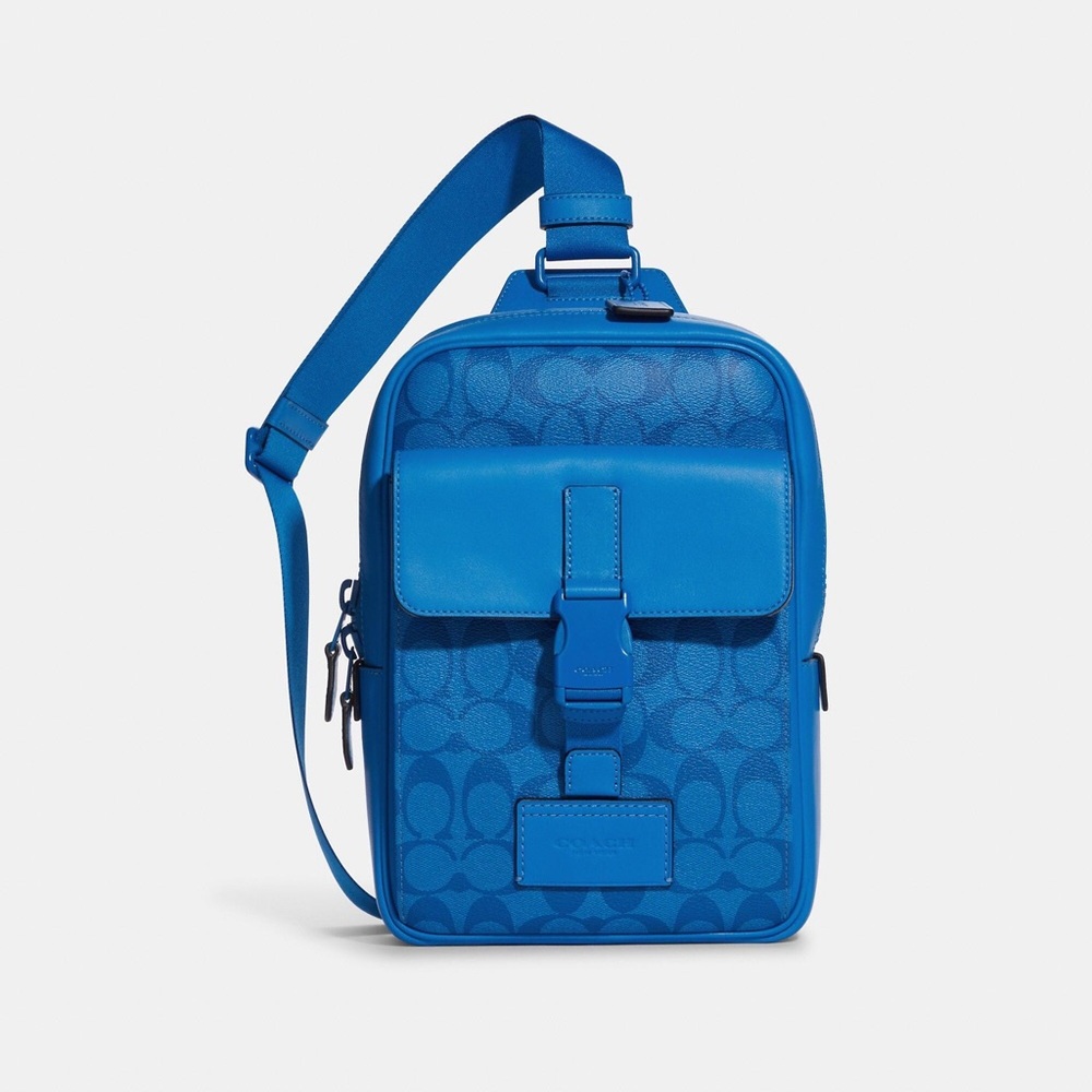Coach Men’s Bright Blue Signature Crossbody Track Pack C9838